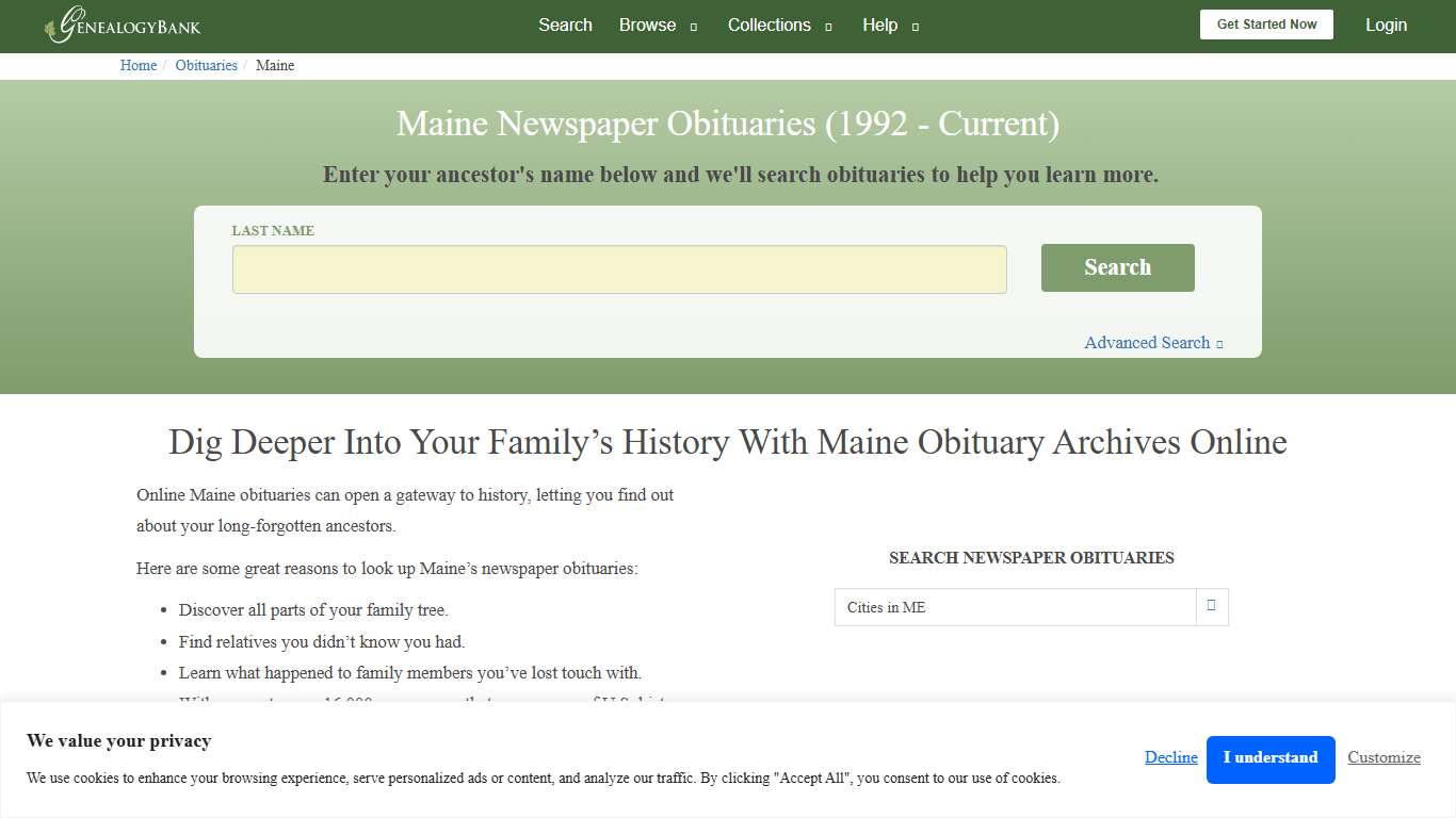 Maine Obituary Archive Search GenealogyBank